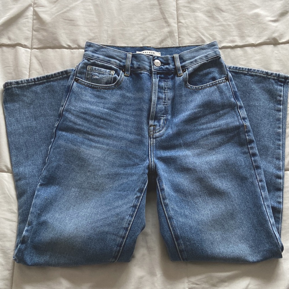 NWOT PacSun High-Rise Straight Leg Cropped Medium Wash Jeans Size 24 / 00 - Picture 5 of 10